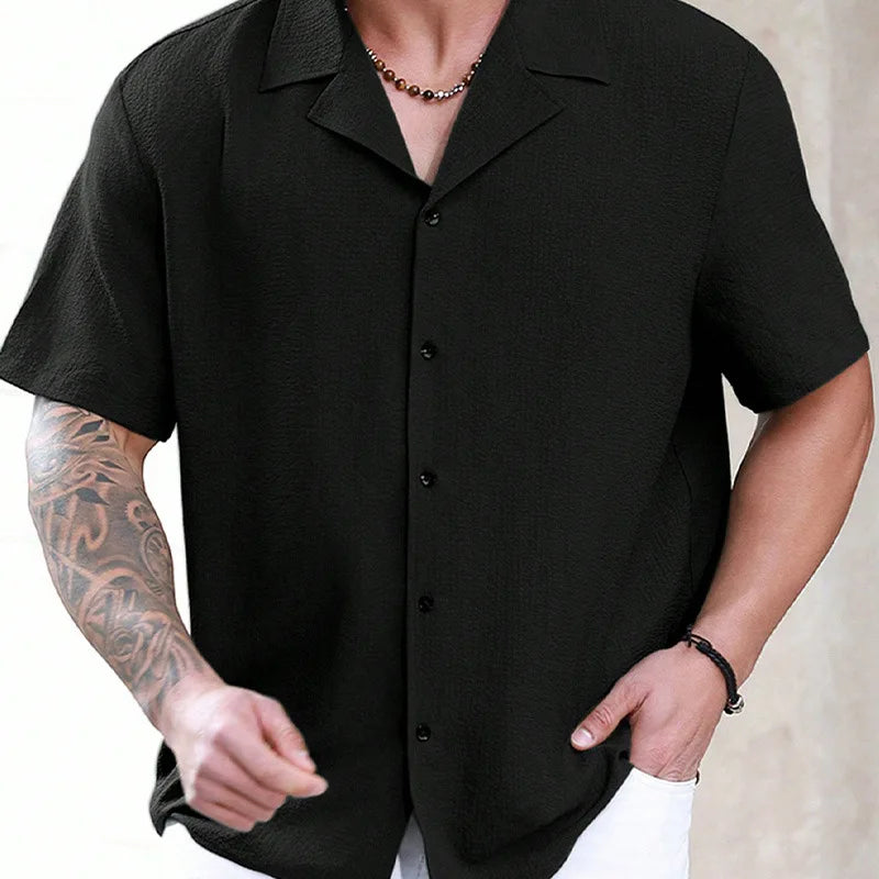 Men's Breathable Wrinkle Resistant Moisture Wicking Thin High-end Casual Shirt with Men's Texture Short Sleeved Shirt - Ellianto fashion Men's