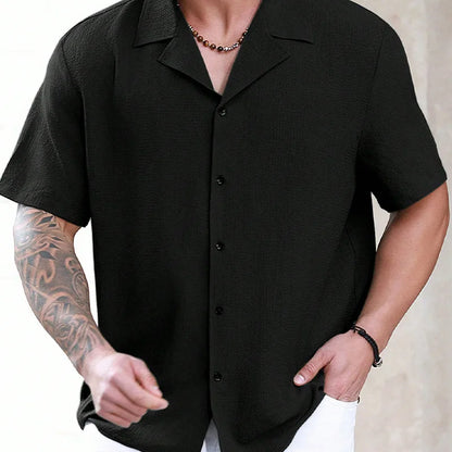 Men's Breathable Wrinkle Resistant Moisture Wicking Thin High-end Casual Shirt with Men's Texture Short Sleeved Shirt - Ellianto fashion Men's