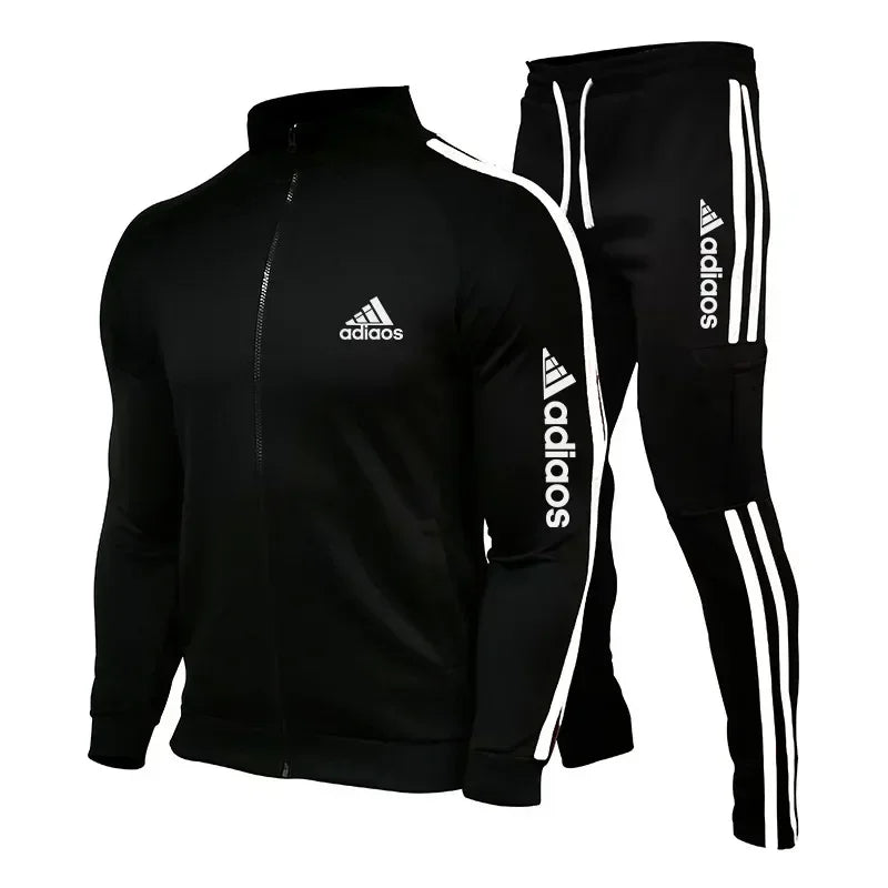 2025 New Men's Zipper Tracksuit Set Sweatshirt and Sweatpants Sports Suit Running Fitness Clothing - Ellianto fashion Men's