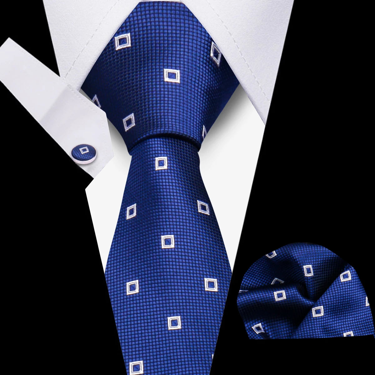 Tie Men Business Necktie Set Classic Plaid Cufflinks Handkerchief For Suit Wedding High Quality 3pcs Ties Sets Formal Gravata - Ellianto fashion Men's