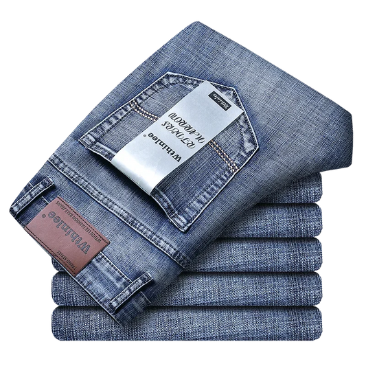 Wthinlee New Business Men's Jeans Casual Straight Stretch Fashion Classic Blue Black Work Denim Trousers Male Brand Clothing - Ellianto fashion Men's