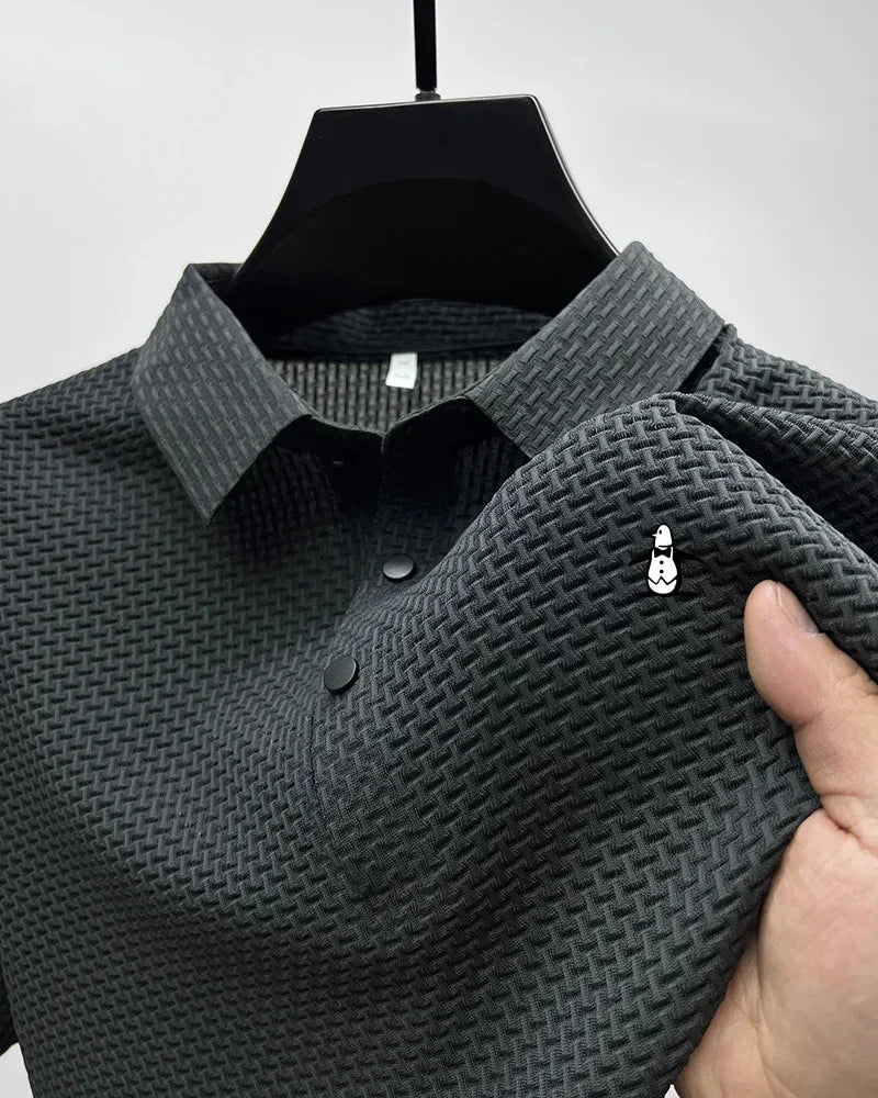 Men's Solid Color Polo Shirt Summer New Casual Fashion Business Lapel T-shirt Breathable Cool Men's Short-sleeved Top - Ellianto fashion Men's