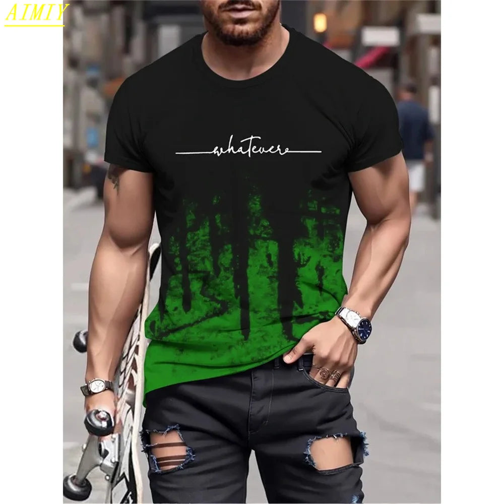 Fashion Summer 3D Stripe Letter Print Men's T Shirt Hip Hop Trend Harajuku Streetwear Casual O-neck Oversized T-shirts Men Tops - Ellianto fashion Men's