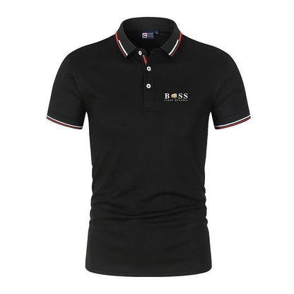 2025 New Fashion BSS FLEXX APPAREL Brand Polo Shirt Men's Summer Standing Neck Slim Fit Solid Color Breathable Casual Men's Polo - Ellianto fashion Men's