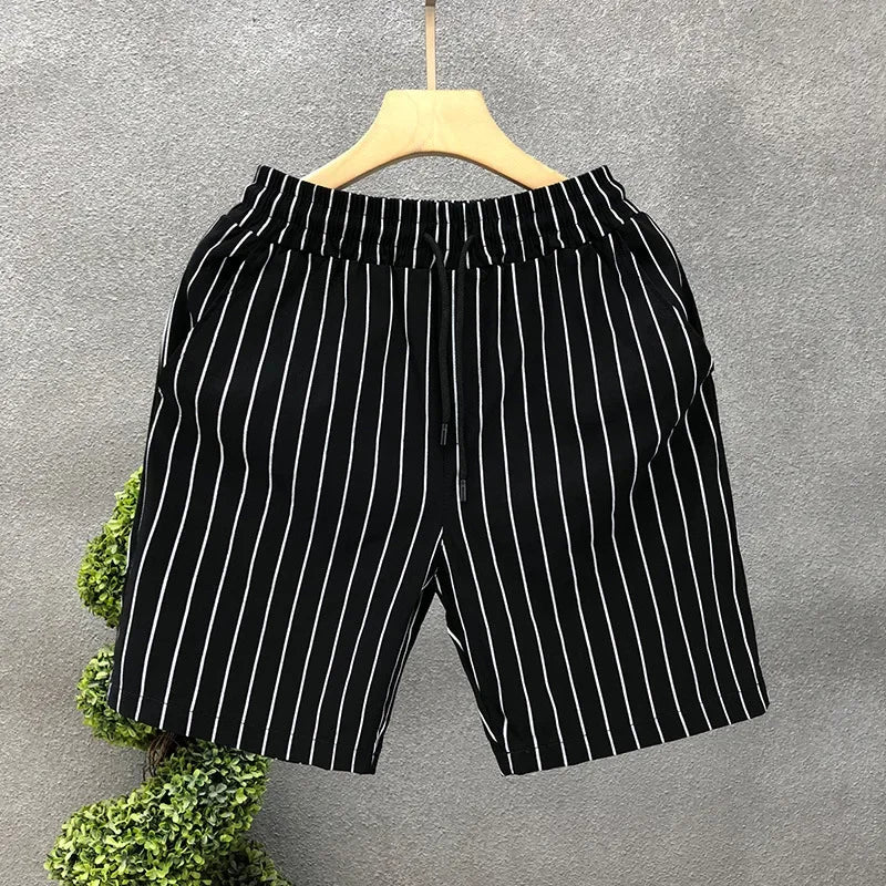 Fashionable Striped Men's Shorts Summer Slims Smooths Your Silhouette Casual Midwaist 2024 Summer Arrival Trendy Brand Outerwear