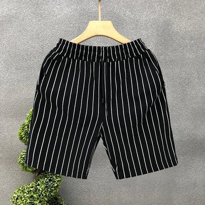 Fashionable Striped Men's Shorts Summer Slims Smooths Your Silhouette Casual Midwaist 2024 Summer Arrival Trendy Brand Outerwear