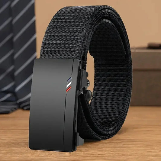 Men's Belt Outdoor Leisure Sports Belt Toothless Quick Release Automatic Buckle Quality Black Belt - Ellianto fashion Men's
