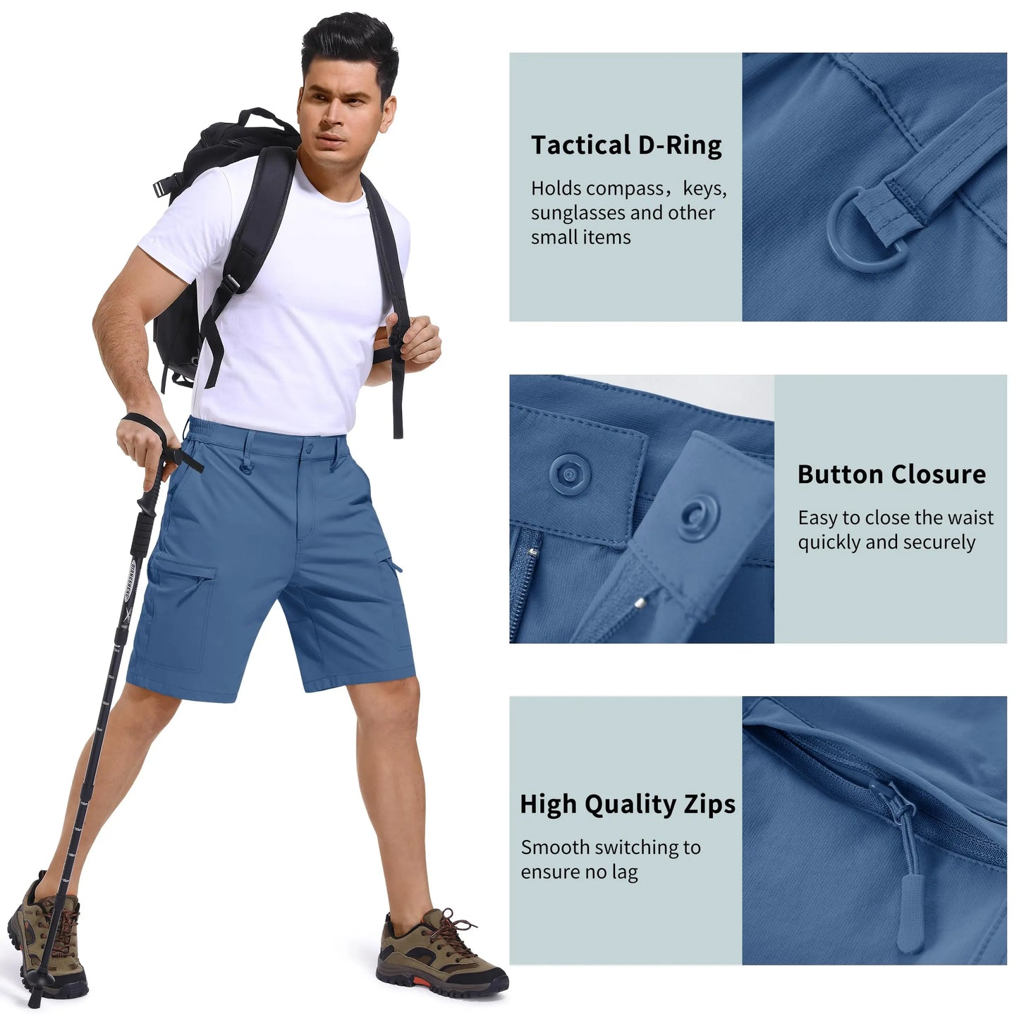 TACVASEN Summer Moisture Wicking Casual Shorts Mens Cargo Work Shorts Running Jogging Sports Bottoms Nylon Rip-Stop Short Pants - Ellianto fashion Men's