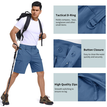 TACVASEN Summer Moisture Wicking Casual Shorts Mens Cargo Work Shorts Running Jogging Sports Bottoms Nylon Rip-Stop Short Pants - Ellianto fashion Men's