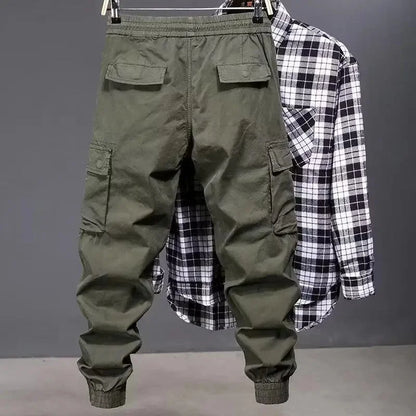 American Style Elastic Casual Pants Men's Trendy Handsome Loose Fit Comfortable Breathable Fashionable Straight Leg Trousers - Ellianto fashion Men's