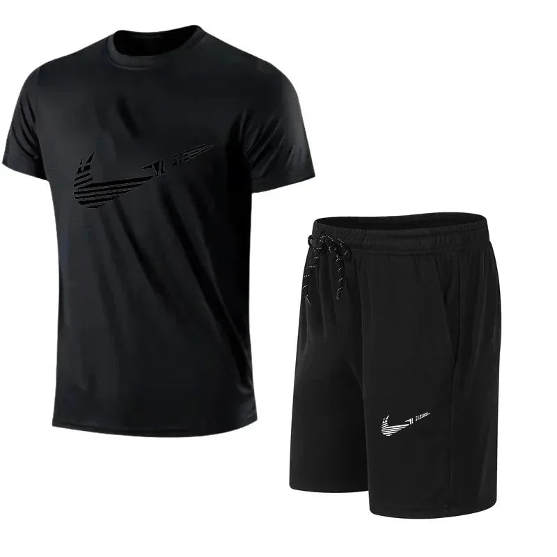 2025 Summer Fashion Men's Tracksuit T-shirt Shorts Set Leisure Short Sleeve Set Jogging Gym Suit Brand Clothing - Ellianto fashion Men's