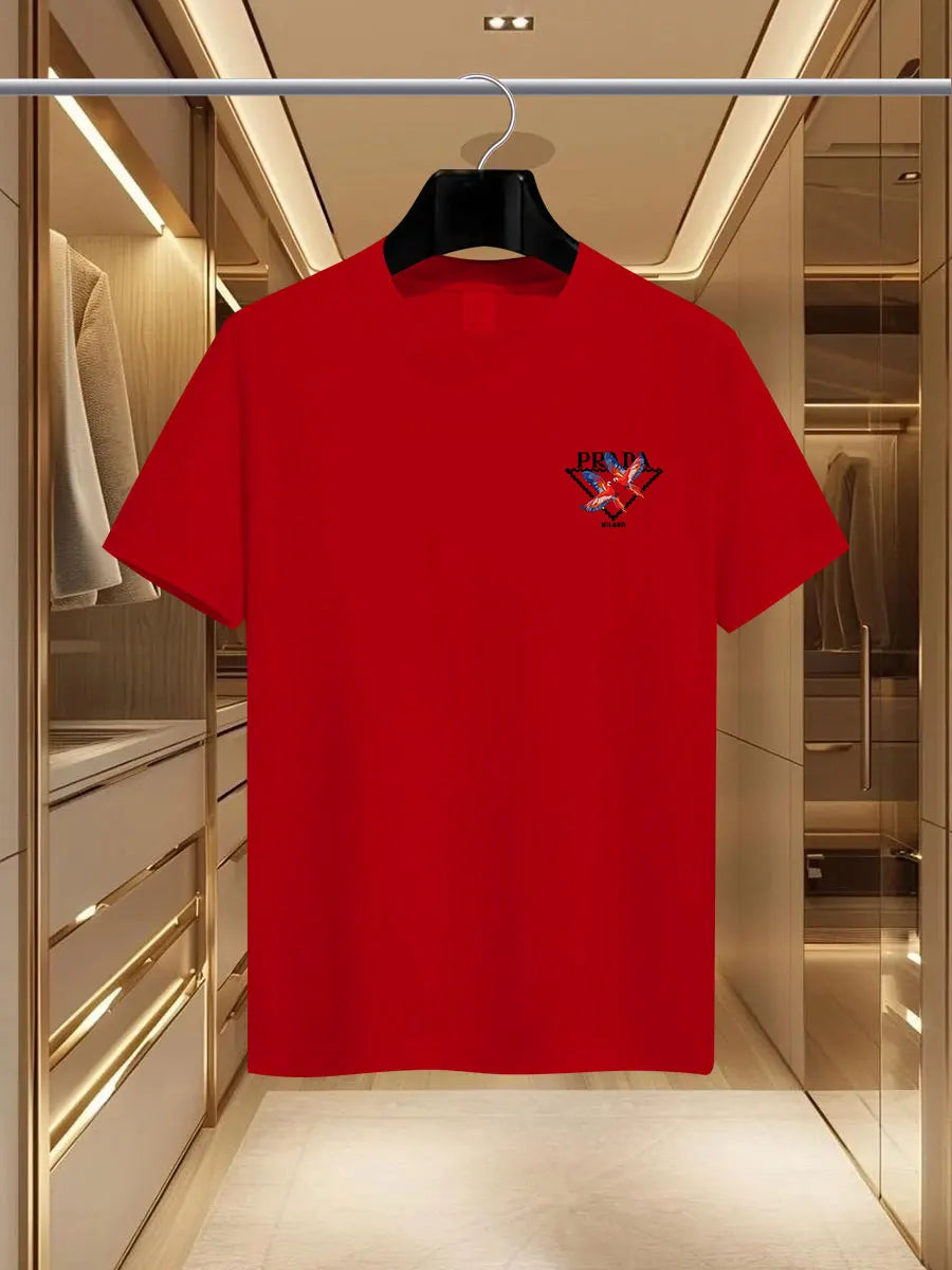 The 2025 new summer men's luxury fashion PDA brand Milan print T-shirt, pure cotton round neck casual fashion Y2K high-end and h - Ellianto fashion Men's