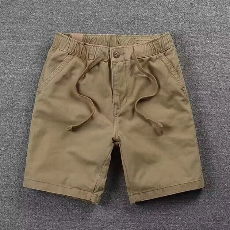 Casual Men's Workwear Shorts Summer Trendy Loose Straight Leg Five-Quarter Pants Washed Elastic Leisure Trousers