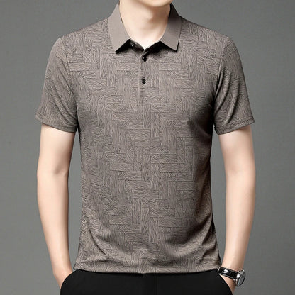 2025Summer New Men's Business Print Short Sleeved POLO Shirt Comfortable and Cool Casual Fashion T-shirt - Ellianto fashion Men's