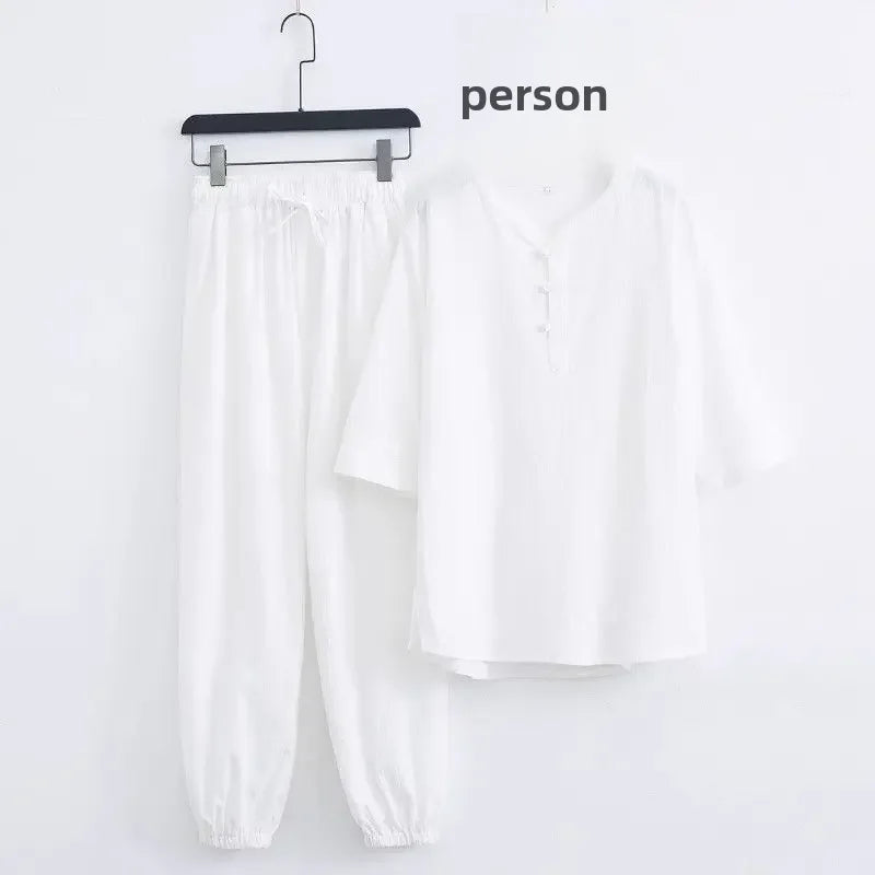 Men's Chinese Style Buddhist Zen Suit Cotton Linen Outfit For Paying Respect To Buddha Women's Version Zen Tang Costume - Ellianto fashion Men's