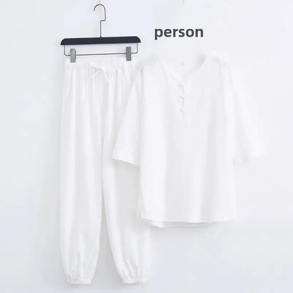 Men's Chinese Style Buddhist Zen Suit Cotton Linen Outfit For Paying Respect To Buddha Women's Version Zen Tang Costume - Ellianto fashion Men's