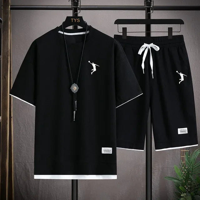 Set NEWSummer 2025 New Men's Sportswear Set - Linen T-shirt and Shorts two-piece Sportswear Set - Fashionable and - Ellianto fashion Men's