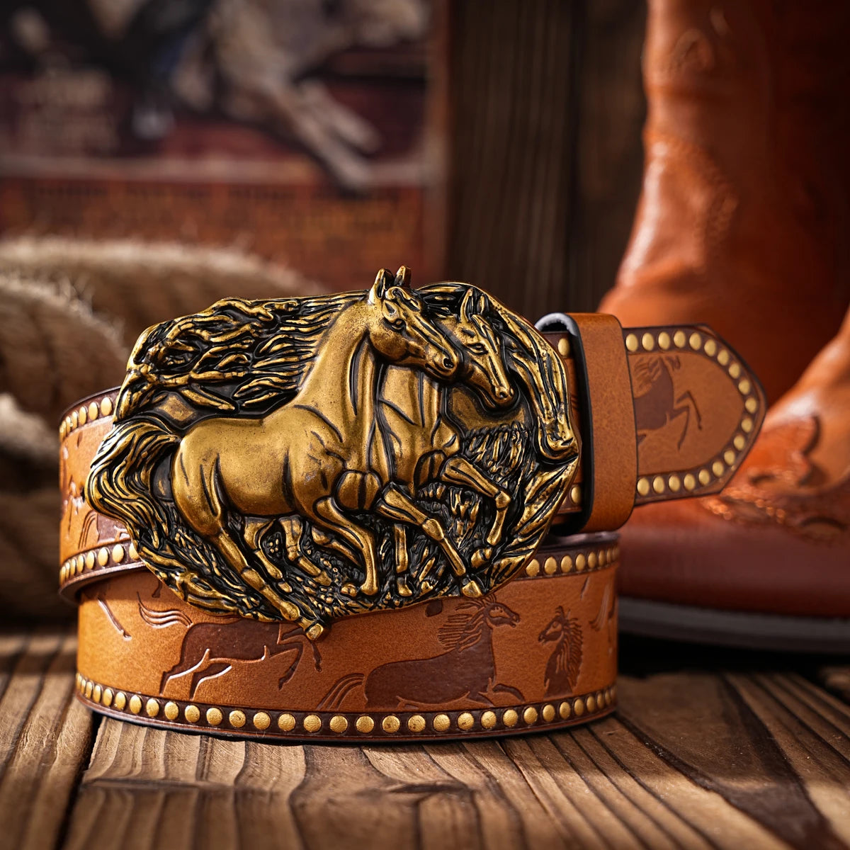 Casual, individual and retro belts, Western-style clothing accessories, metal buckles, PU belts, suitable for both men - Ellianto fashion Men's