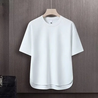 Pure Color Men's T-Shirt Set Short Sleeve Summer Trendy Two-Piece Suit Casual Comfortable Breathable Male Model Clothing - Ellianto fashion Men's