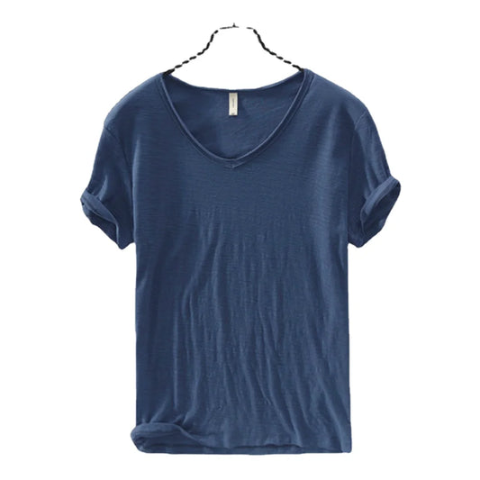 New Mens T Shirt Pure Color V Collar Short Sleeved Tops Tees Men T-Shirt 10colors slim Man T-Shirts Fitness For Male Clothes - Ellianto fashion Men's