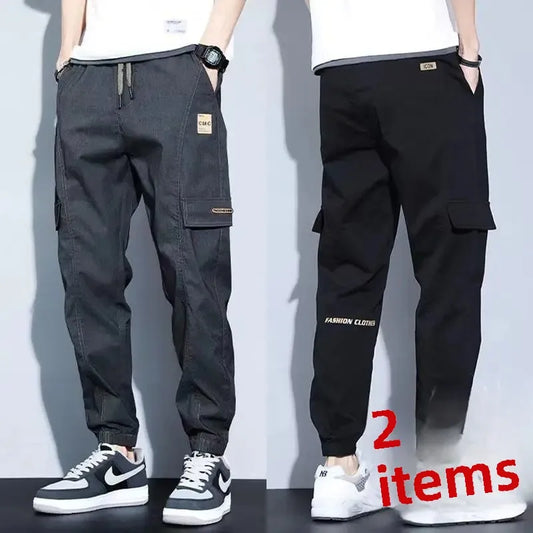 Summer Thin Men's Harajuku Cargo Pants Loose-Fit Sports Trendy Versatile Ankle-Length Casual Trousers - Ellianto fashion Men's