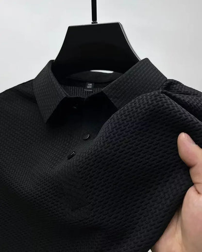 Summer New Ice Silk Mesh Short Sleeve POLO Shirt Men's Solid Color Versatile Cool Feeling Business Casual Half Sleeve Top Trendy - Ellianto fashion Men's