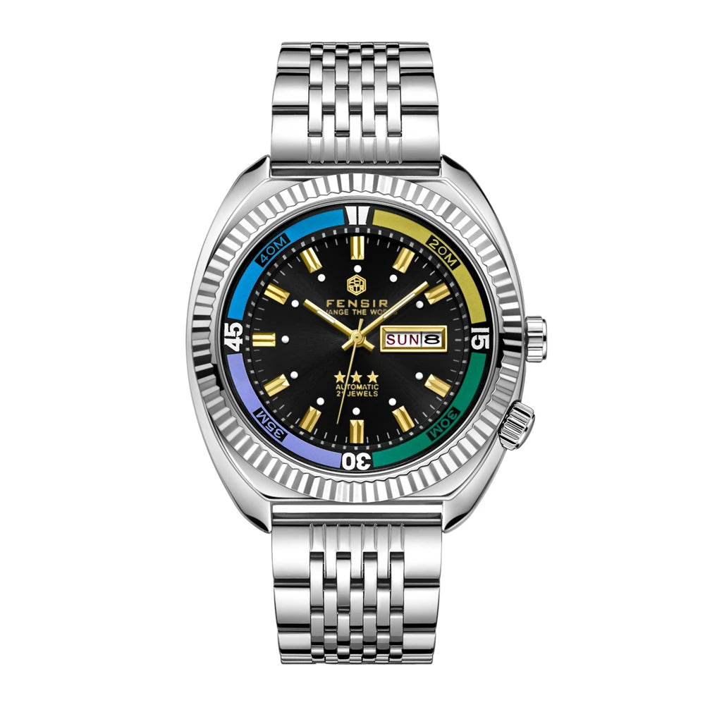 2025 Retro Fake Mechanical Men's Quartz Watch Fashion Sport Butterfly Buckle Steel Belt Week Calendar Large Dial Watches For Man - Ellianto fashion Men's
