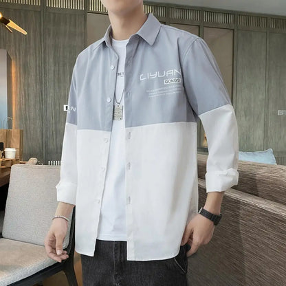 Men’s Colorblock Button-Down Jacket – Lightweight Cargo-Style Cardigan for Streetwear, Spring-Fall Comfort, and Trendy Korean Style