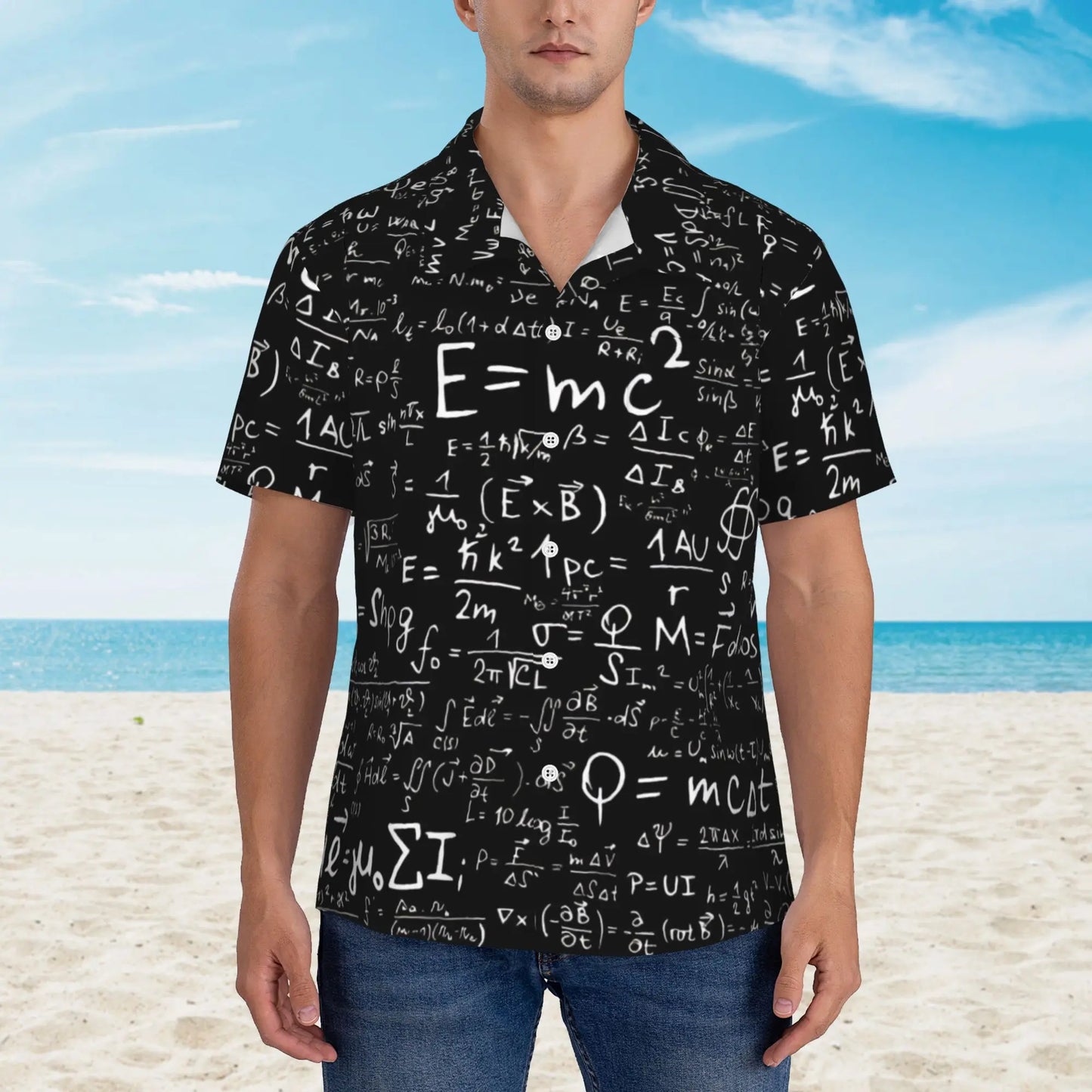 Men's Casual Button Down Short Sleeve Hawaiian Shirts,Physical Equations Formulas Shirts Regular Beach Dress Shirts with Pocket