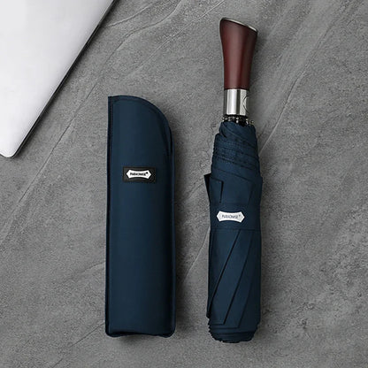 Luxury Brand Wooden Handle Automatic Rain Umbrella Large Women Man Business Strong Wind Resistant Sunshade UV Sun Parasol 3 Fold - Ellianto fashion Men's