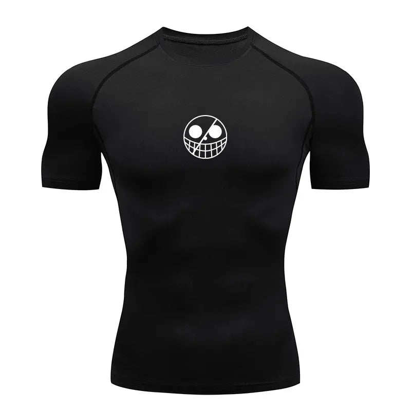Men’s Performance Sportswear Set – Anime-Inspired Tracksuit with Compression Leggings, Gym Shorts & Rash Guard