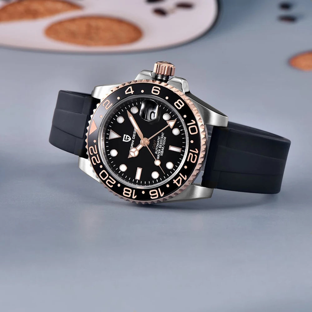 PAGANI DESIGN Automatic mechanical watch rubberstrap 100Mwaterproof night light sports outdoor casual Watch For Man reloj hombre - Ellianto fashion Men's