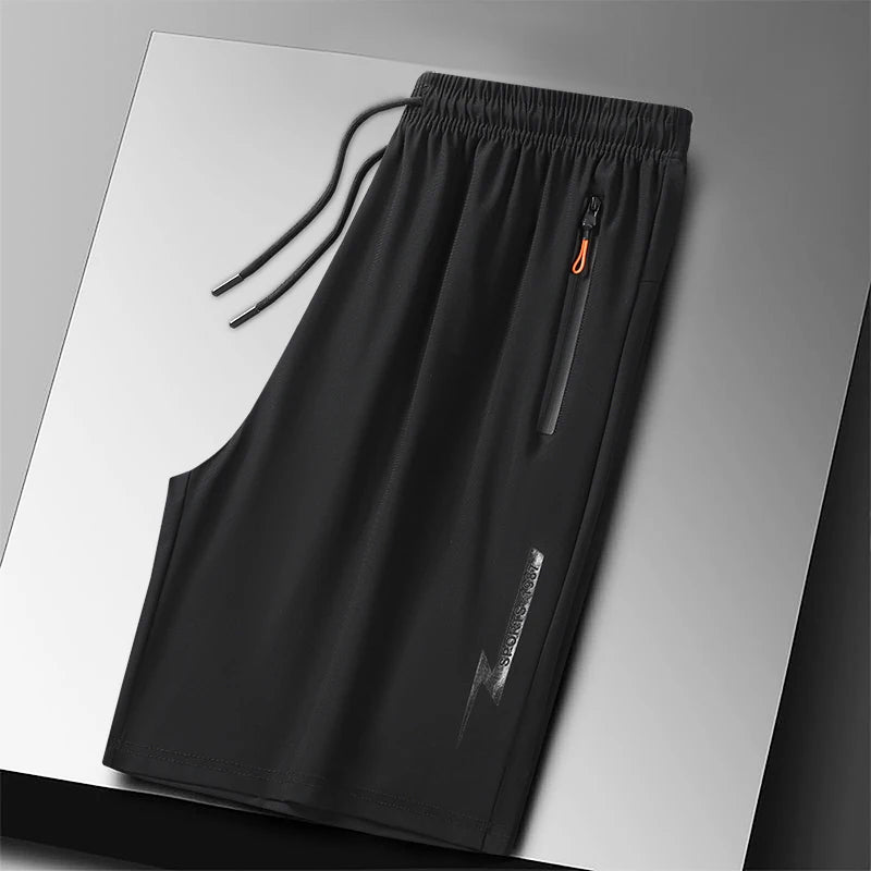 Plus Size Sport Shorts 8XL Track Shorts Running Shorts Breathable Ice Silk Man Quick Dry Outdoor Drawstring with Zipper Pocket - Ellianto fashion Men's