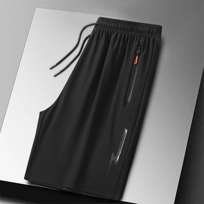 Plus Size Sport Shorts 8XL Track Shorts Running Shorts Breathable Ice Silk Man Quick Dry Outdoor Drawstring with Zipper Pocket - Ellianto fashion Men's