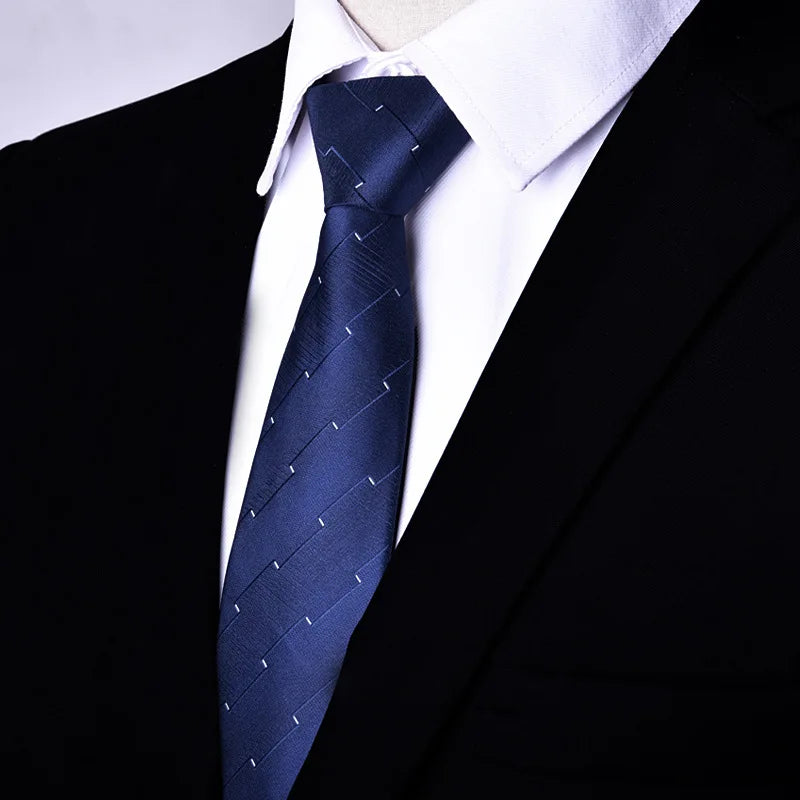 NEW Paisley Zipper Ties for Men 7CM Skinny Neck Tie Solid Striped Neckties Men's Automatic Zipper Tie Blue Lazy Ties - Ellianto fashion Men's