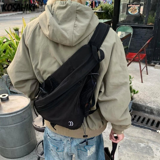 Y2k Aesthetic All Match Women Streetwear Handbags Vintage Grunge Men Crossbody Bag Fashion All Match Cargo Shoulder Bags Trendy - Ellianto fashion Men's