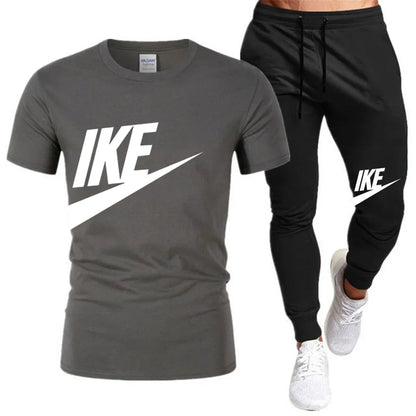 Set The new summer fashion sportswear for 2025: men's short-sleeved high-quality cotton T-shirt + sports shorts 2-piece set, men's c - Ellianto fashion Men's