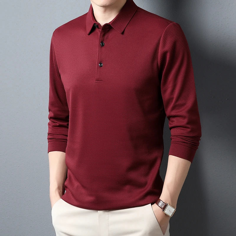 Men's Business Casual Polo Long Sleeve T-shirt Summer Comfortable Top - Ellianto fashion Men's