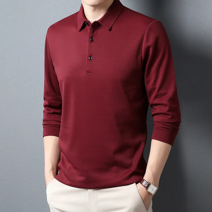 Men's Business Casual Polo Long Sleeve T-shirt Summer Comfortable Top - Ellianto fashion Men's