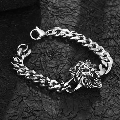 Lion Stainless Steel Bracelet Punk Rock Creative Men's Bracelet Student Jewelry Men's Accessories Gift for Boyfriend - Ellianto fashion Men's