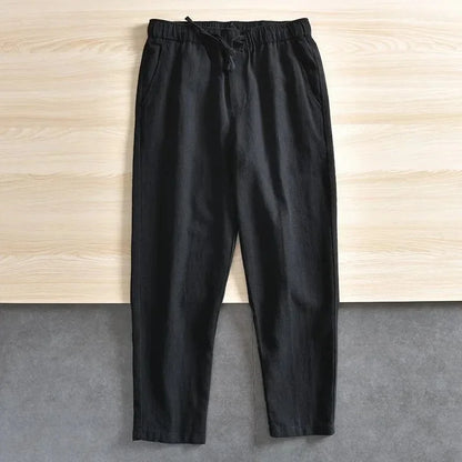 Men's Cotton Linen Casual Pants Baggy Streetwear Men Joggers Sports Trousers Solid Color Long Straight Trendy Pants for Men - Ellianto fashion Men's