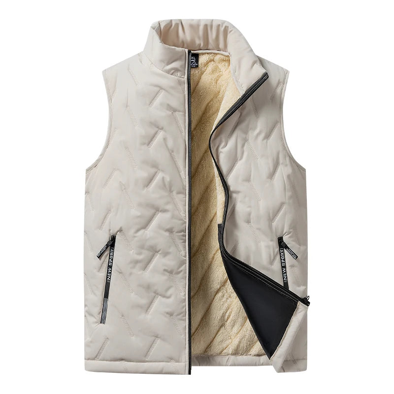 Autumn and winter fashion men's cotton vest jacket casual multifunctional plus size warm standing collar sleeveless men's top - Ellianto fashion Men's
