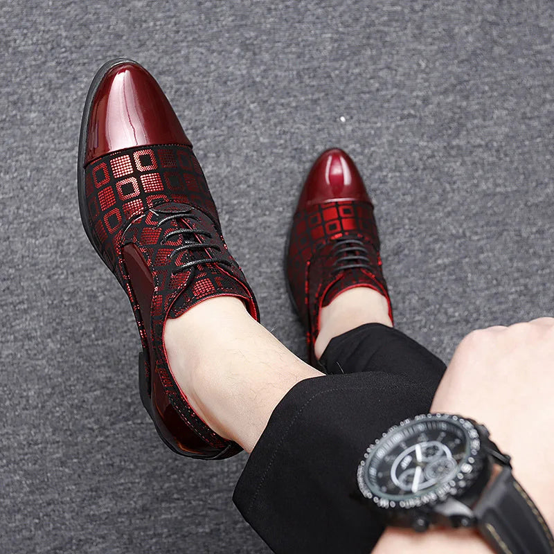 Men Formal Shoes High Heels Business Dress Shoes Male Oxfords Pointed Toe Formal Shoe for Man Luxury Wedding Party Leather Shoe - Ellianto fashion Men's