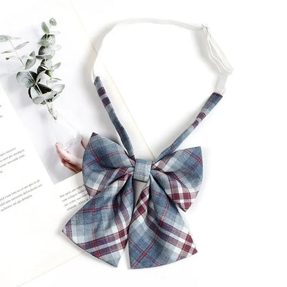 Vintage Brown Plaid Necktie Women's Lazy Person's Japanese Style Preppy Small Tie Bow Tie Handmade Men's Tie