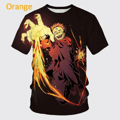 2024 Summer New  Anime Jujutsu Kaisen 3D Printing T-shirt Men's Personality Hip-hop Short-sleeved Unisex Casual Round Neck Tops
