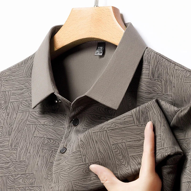 2025Summer New Men's Business Print Short Sleeved POLO Shirt Comfortable and Cool Casual Fashion T-shirt - Ellianto fashion Men's