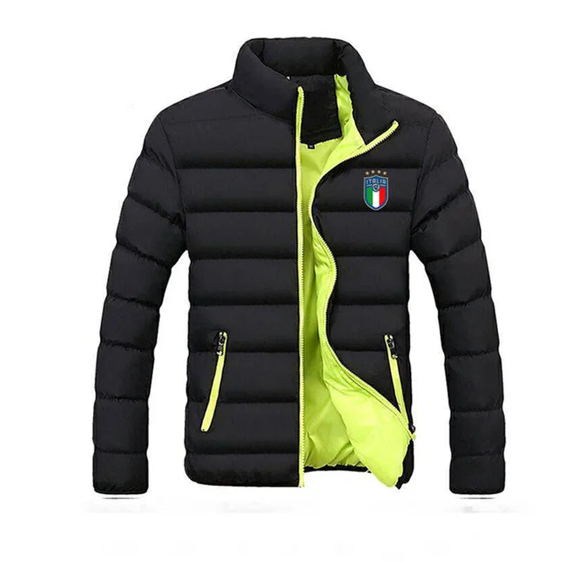 Men's Solid Thick Jacket, Parka Jacket, High Neck, Outdoor, Camping, Fashion, Winter2025 - Ellianto fashion Men's