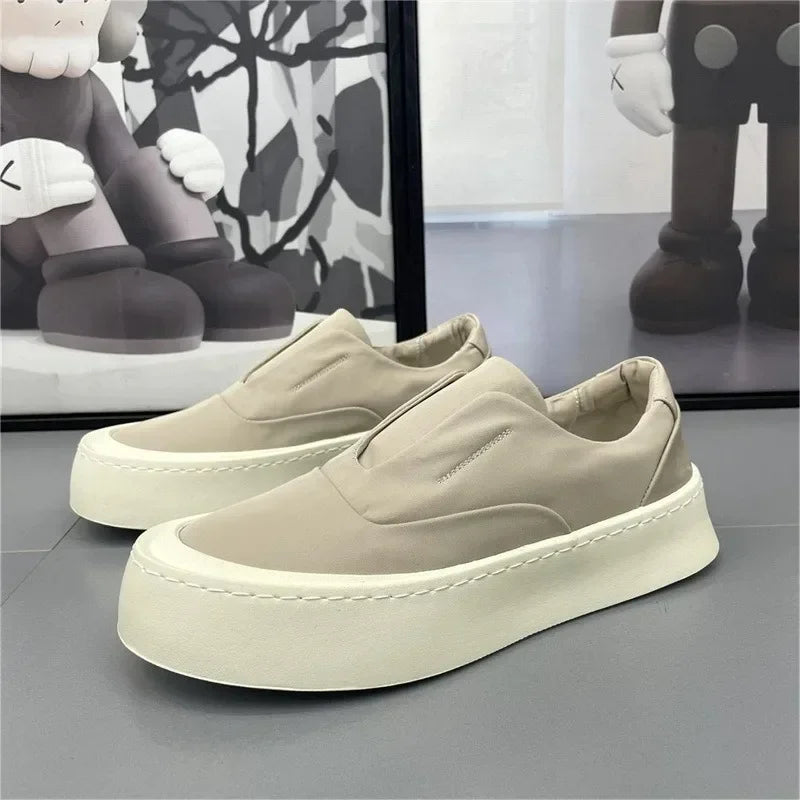 Men's Shoes 2025 New Solid color Fashion Casual Shoes Flat bottom Breathable Walking Shoes Comfortable Loafers Platform Sneakers - Ellianto fashion Men's