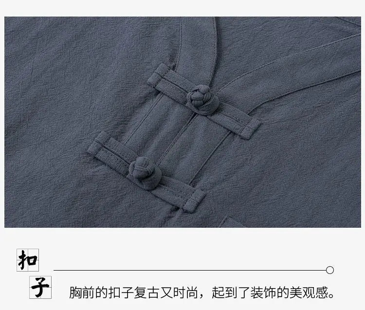 Summer Men Short-sleeved T-shirt Casual Cotton and Linen Solid Color Versatile Loose Trousers - Ellianto fashion Men's