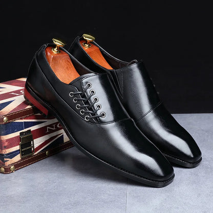 Stylish Man Oxford Shoes Leather Lace Up Mens Business Casual Dress Shoe Fashion Wedding Party British Style Comfortable - Ellianto fashion Men's